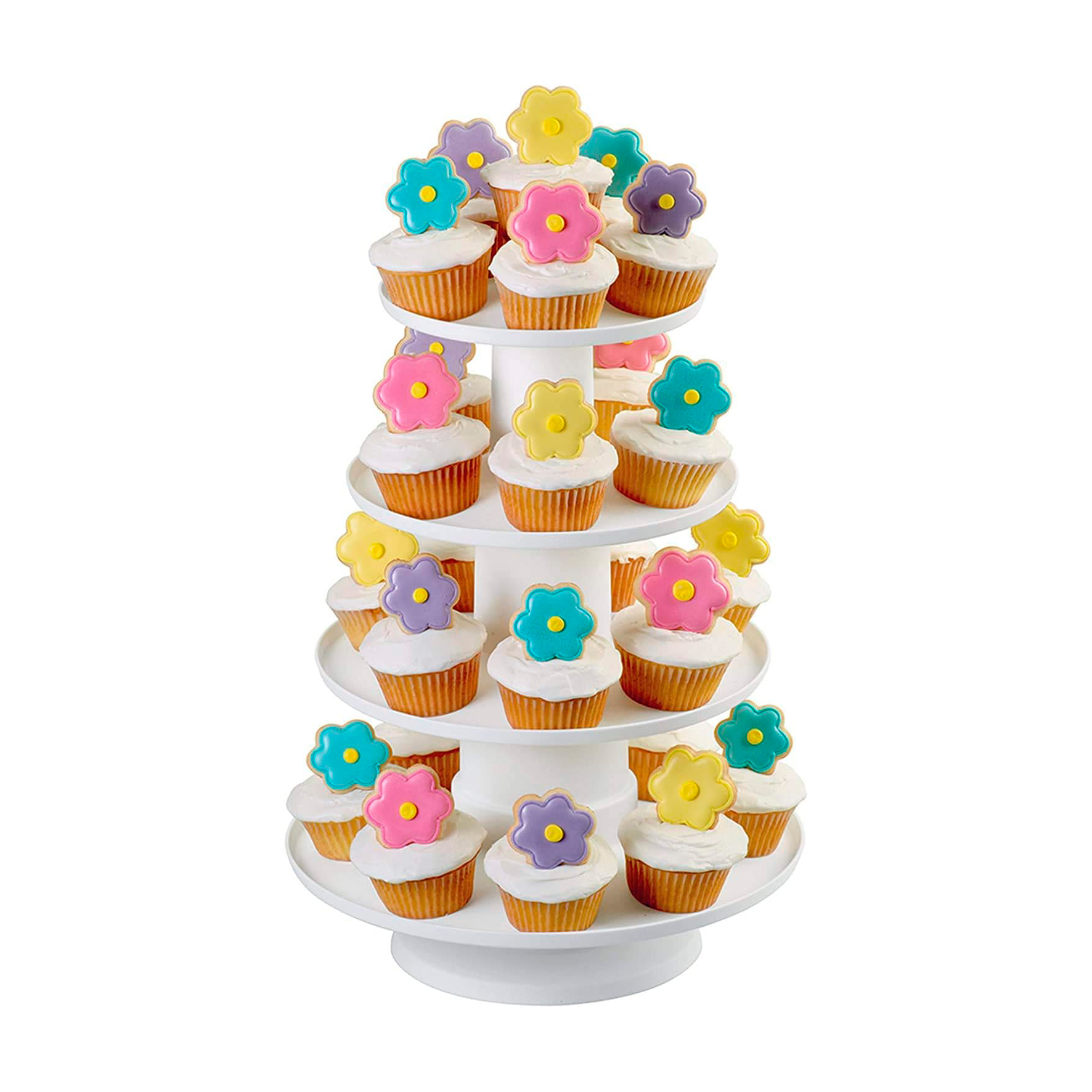 Torre apilada de postres y cupcakes de 4 niveles Wilton